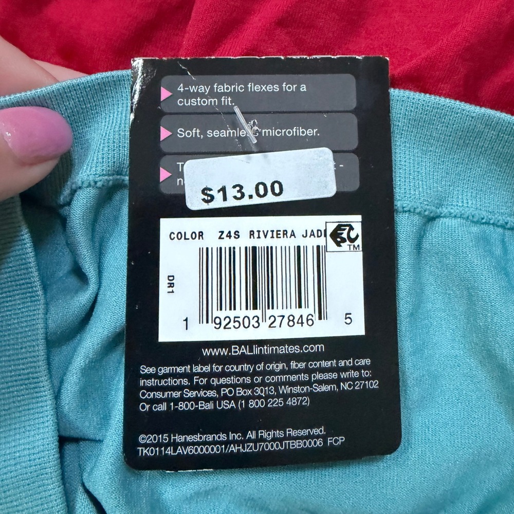 Bali Comfort Revolution Briefs 3 Pack Teal Red Seamless Microfiber 803J Size 6/7 - Picture 4 of 6
